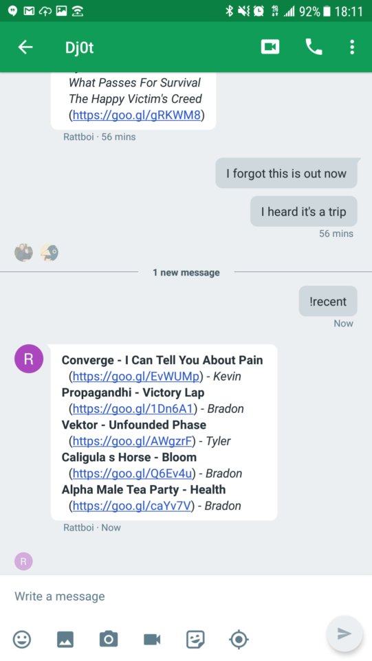 !recent command example output